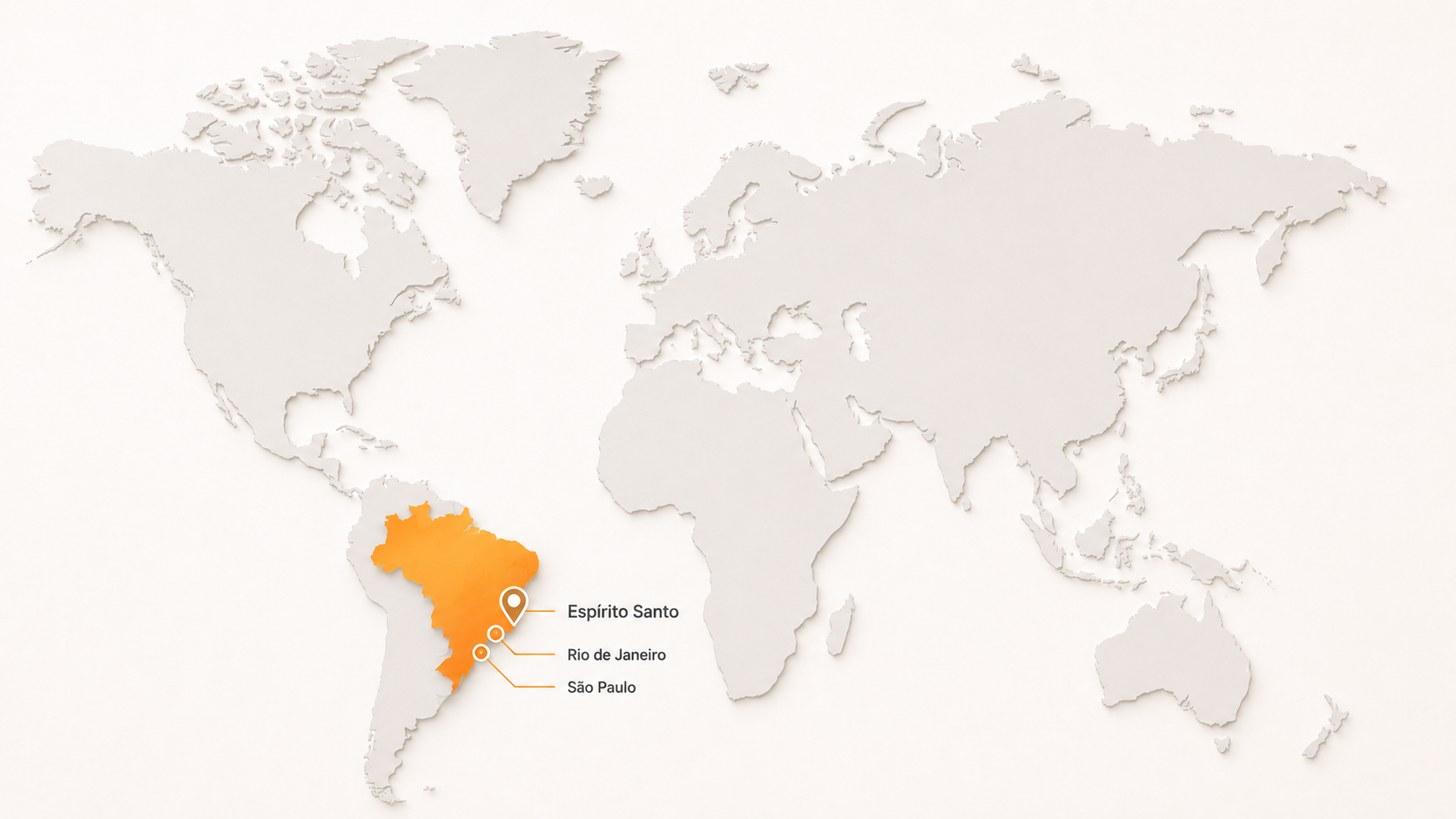 Mapa com destaque para Espírito Santo, Rio de Janeiro e São Paulo